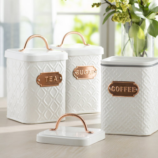 Laurel Foundry Modern Farmhouse 3 Piece Coffee, Tea, & Sugar Jar Set